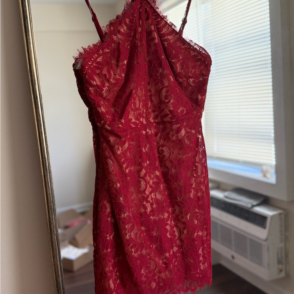Lulu's Red Halter Sheath Cocktail Dress
